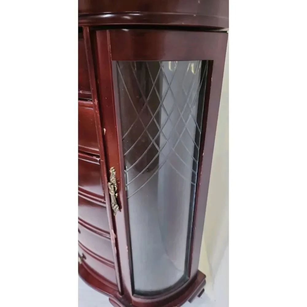 Hives and Honey Patricia style Large jewelry Box Dark Cherry Etched Glass Mirror